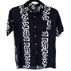 Da Edge Boy's Hawaiian Tribal Aloha Button Down Lightweight Dress Shirt 10